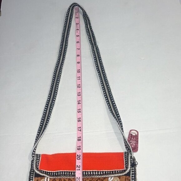 PERUVIAN Embroidered CrOne Sizesbody Bag  With Key Ring - Picture 8 of 8